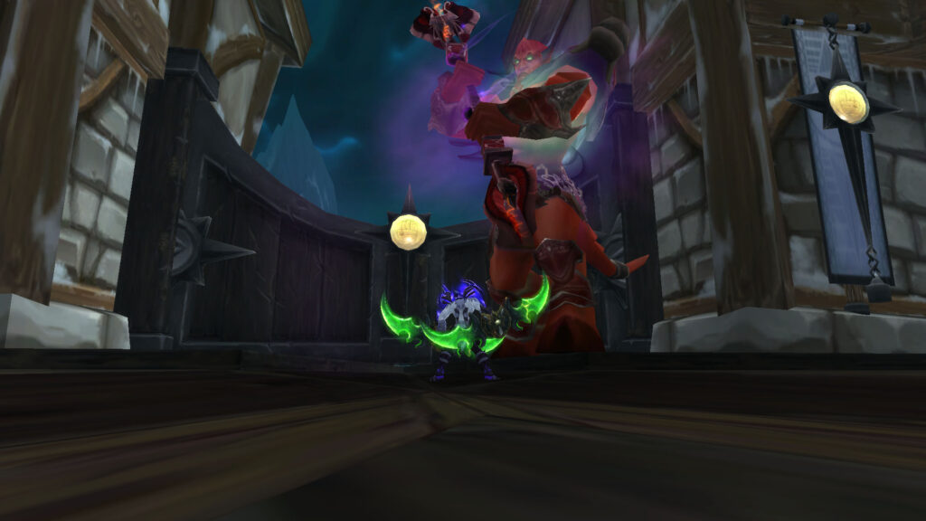 WoW Night Elf and Big Red Demon